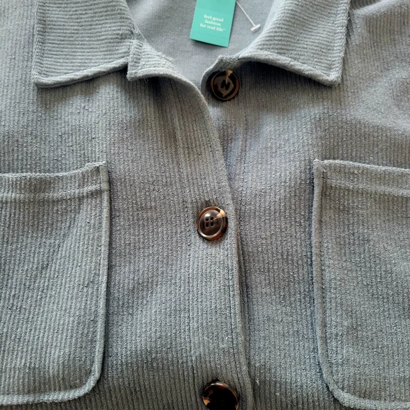 Maurices Slate Blue Ribbed Button-Up Shacket - Picture 2 of 4